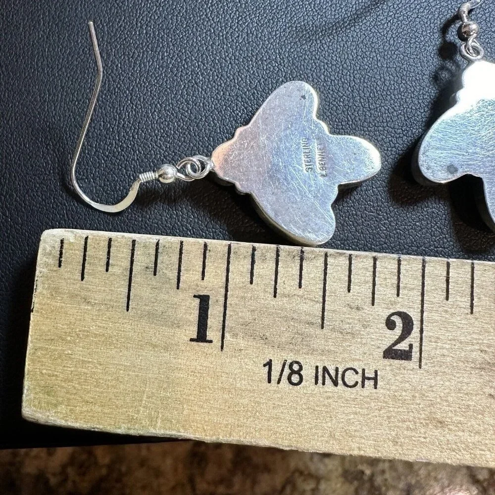 Navajo L Bennett Hook Dangle Earrings 1.75 Inch Spiny Amethyst 925 Sterling 9.1g